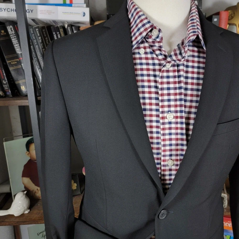 Van Heusen Flex Men's Sport Coat Blazer Two Button BLACK Slim‎ Fit Size 40S